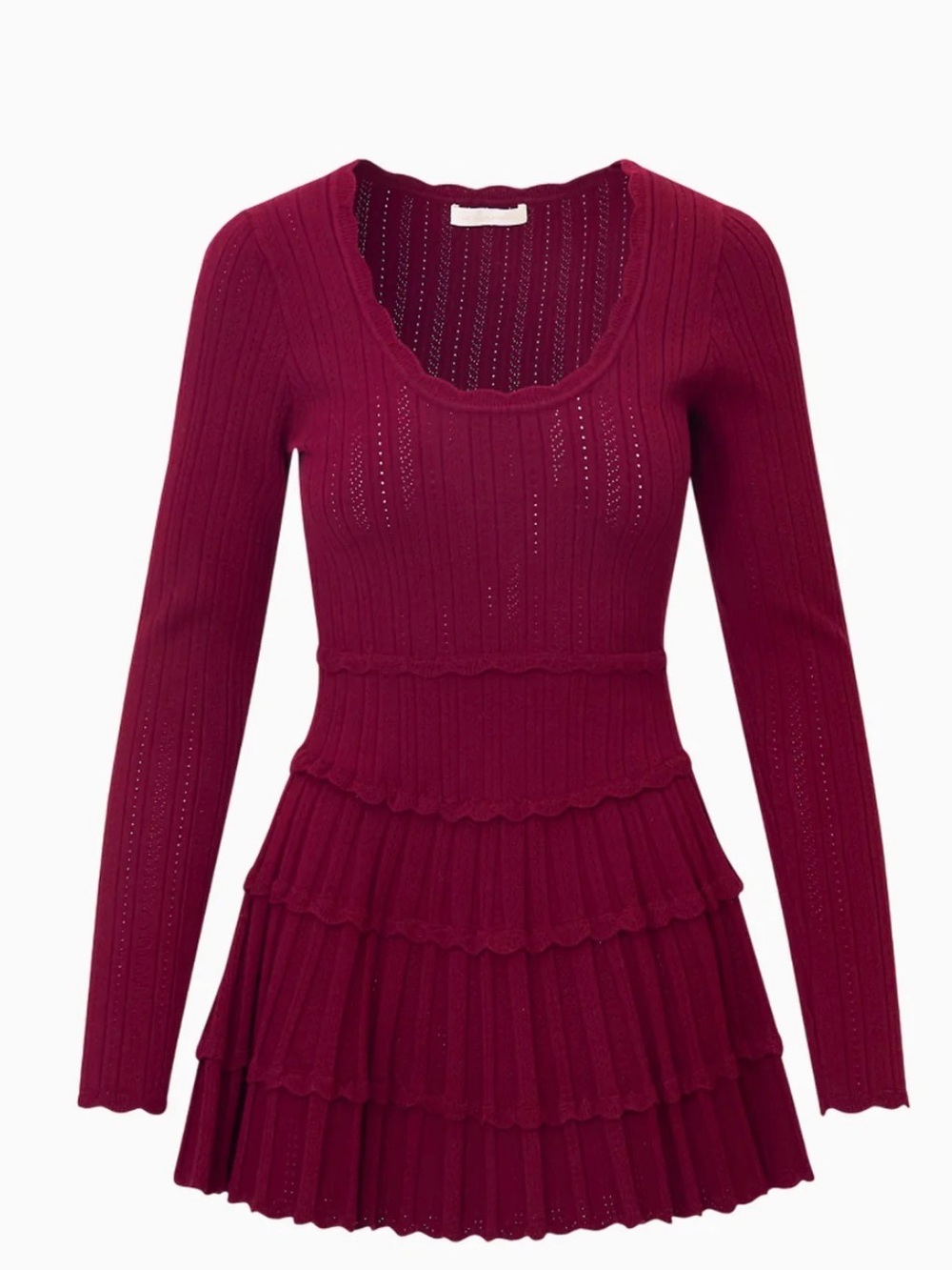 LoveShackFancy Lavender Tiered Stretch Pointelle-knit mini dress - Picture 4 of 7